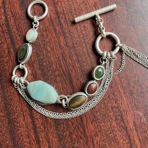 Kenneth Cole Silver Tone and Stone Toggle Bracelet